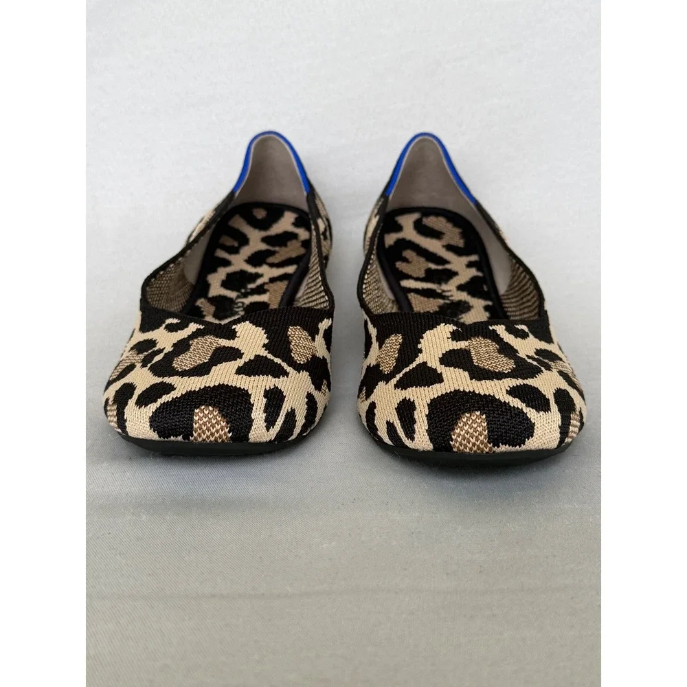 Rothys The Flat Wild Cat Leopard Animal Print Knit Ballet Flats W's 11 Round Toe